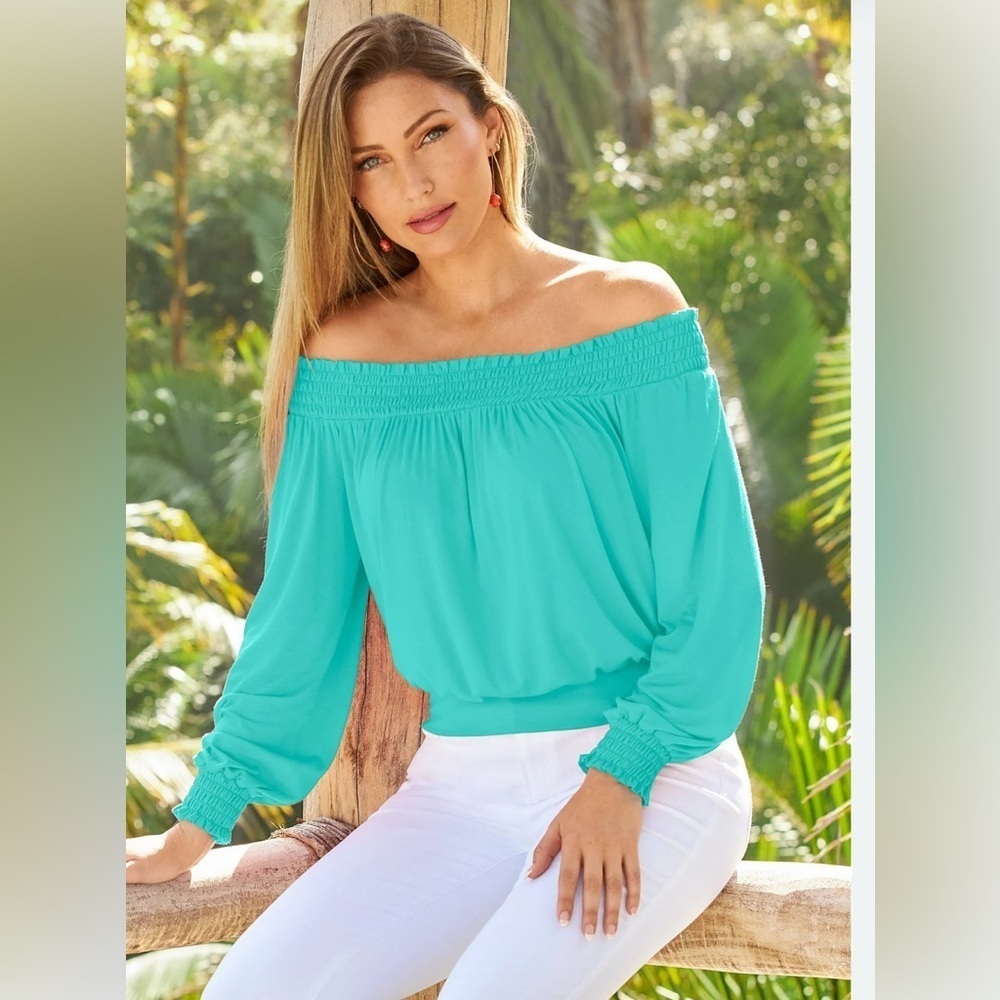 Boston Proper Off The Shoulder Smock Knit Top